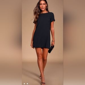 LuLus Shift and Shout Black Shift Dress szM